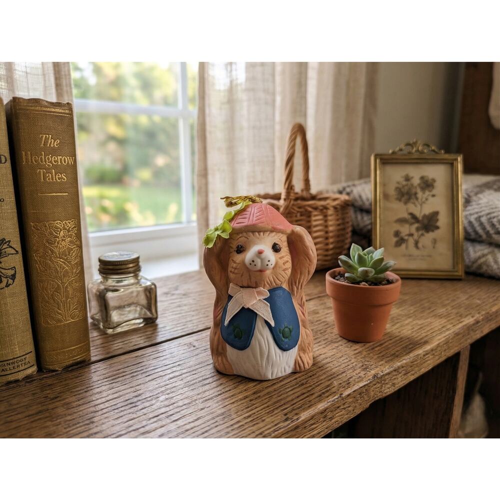 Vintage Giftco Bunny Rabbit Bell Figurine 3.5" Bisque Porcelain Easter Decor